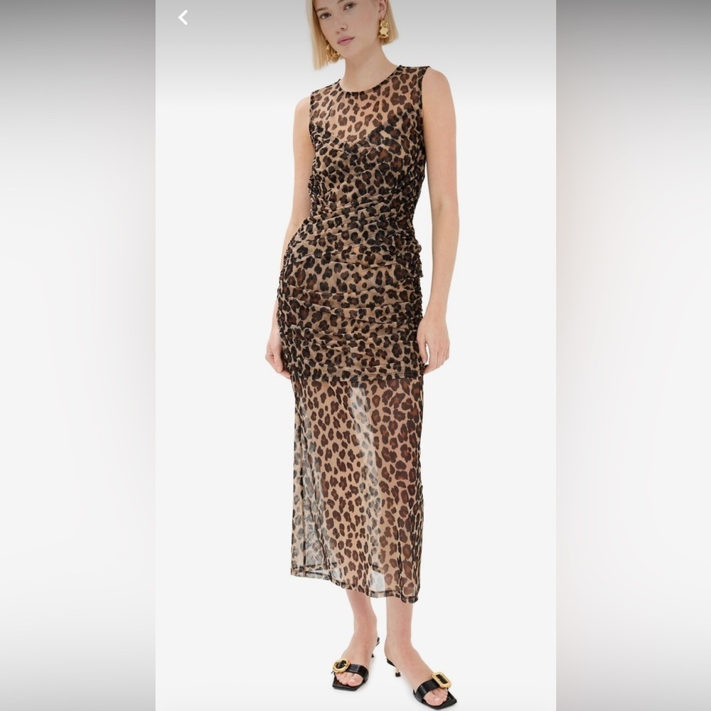 Simon Miller Sheer Leopard-Print Midi Dress in Brown and Black